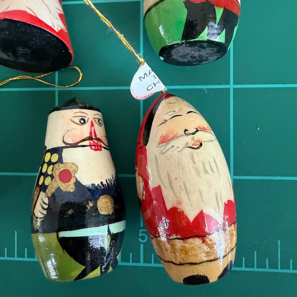 Lot of 38 Vintage Hand Painted Wooden Christmas Ornaments Santa Tree Angel Dolls - Picture 7 of 13